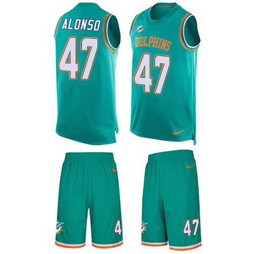 Men's Limited Kiko Alonso Nike Jersey Aqua Green - #47 Tank Top Suit NFL Miami Dolphins